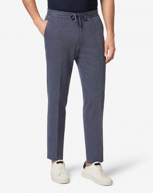 Blue trouser in cotton jersey