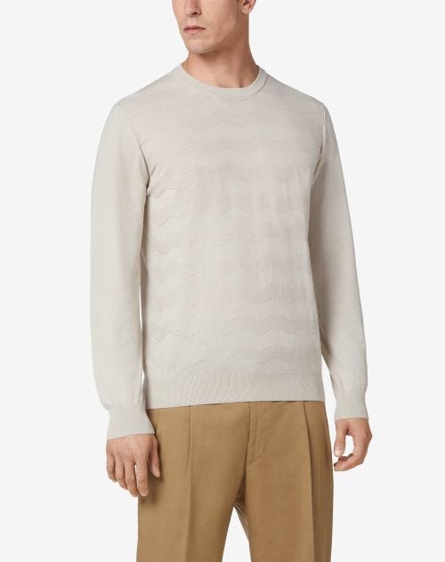 Light grey crew-neck cotton sweater 