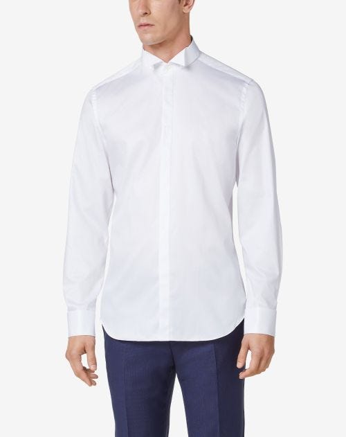 Wit overhemd in popeline van katoen