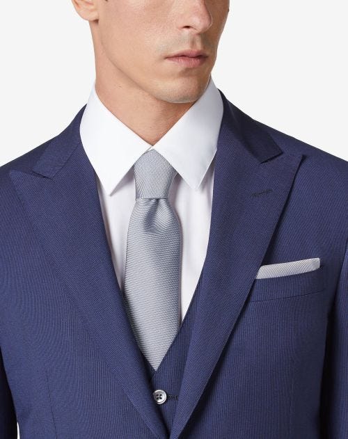 Marineblauwe stropdas in zijde met design-UNI