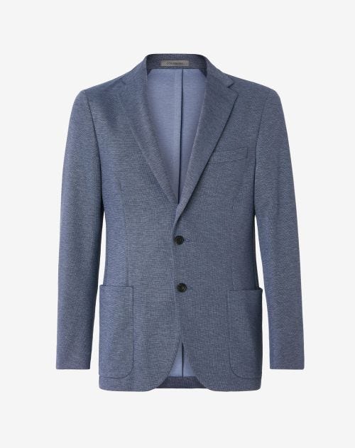 Cerulean blue two-button cotton jacket