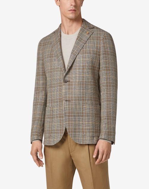 Beige two-button cotton and linen jacket