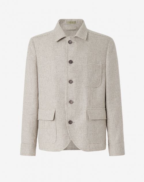 Beige circle shirt jacket in organic hemp wool silk