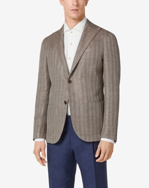 Ebony two-button wool and linen jacket