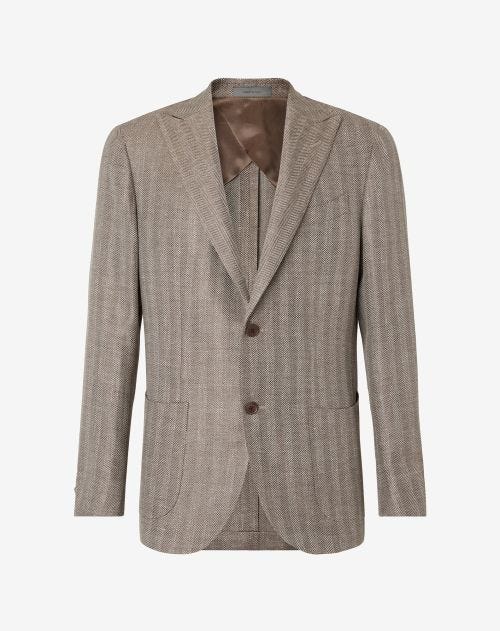 Ebony two-button wool and linen jacket