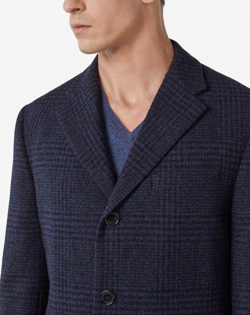 Manteau 3 boutons bleu en laine 180’s et soie