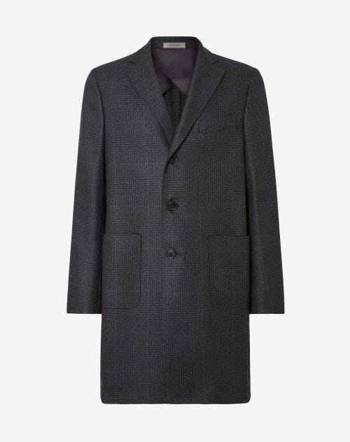 Manteau droit gris en laine