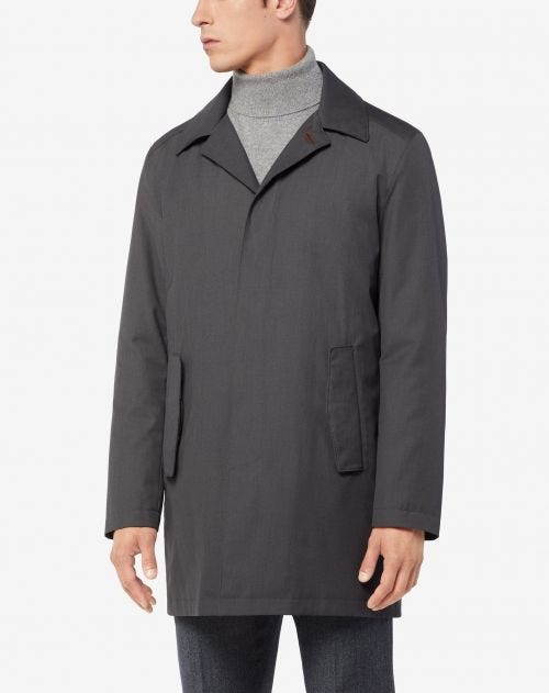 Grey raincoat with detachable inner layer