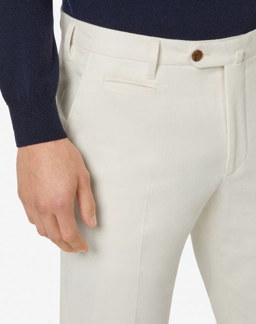 Stretch cotton white trousers