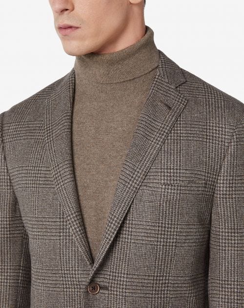 Glen plaid wool jacket in brown