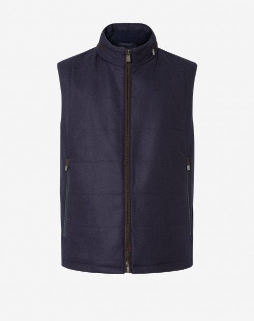 Padded gilet with eco-suede details in blue