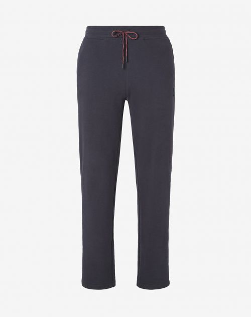 Peached cotton fleece trousers in blue
