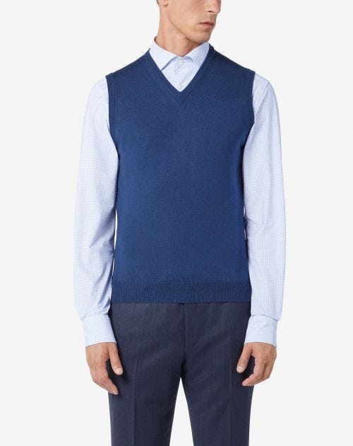 Merino wool royal blue waistcoat