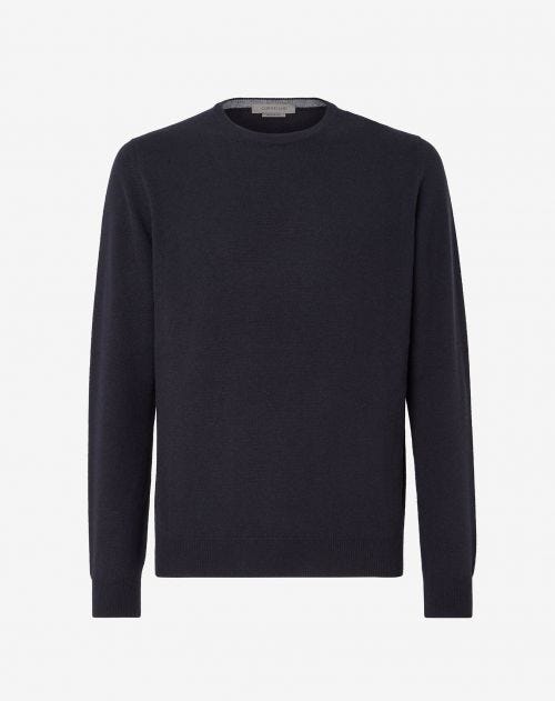 Wool and cashmere crew neck in blue