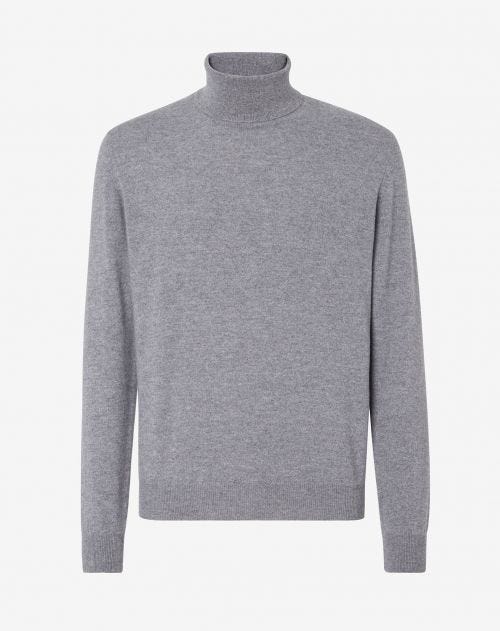 Wool and cashmere turtleneck in pale grey
