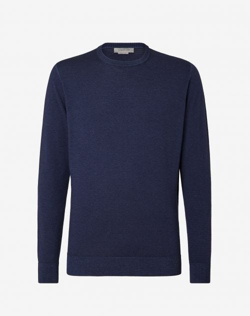 Seamless wool crew neck in blue