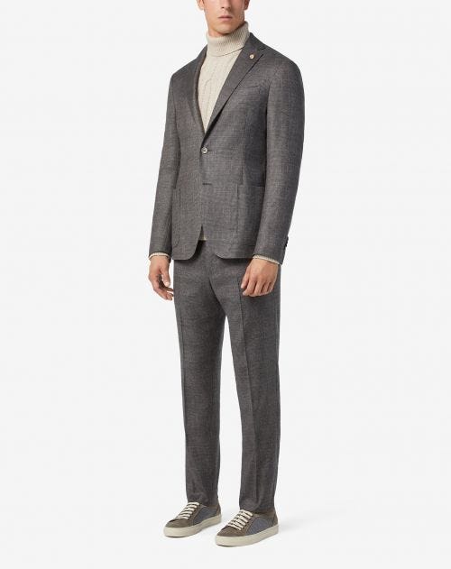 Lyocell, wool and cashmere suit in brown