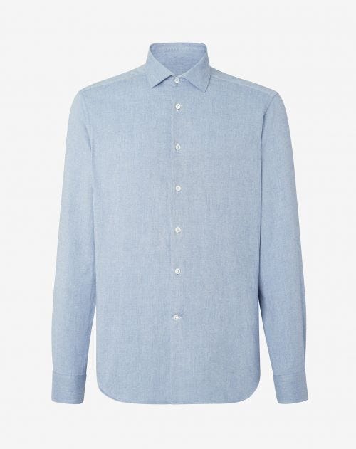 Camicia  azzurra in flanella di cotone