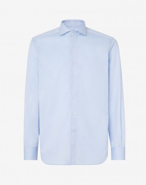 Cotton twill shirt in light blue