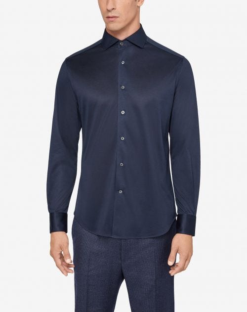 Cotton jersey shirt in blue