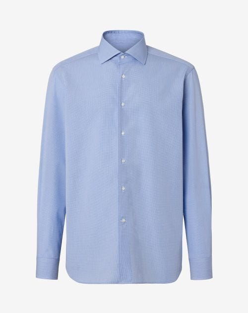 Blue micro-stripes cotton poplin shirt