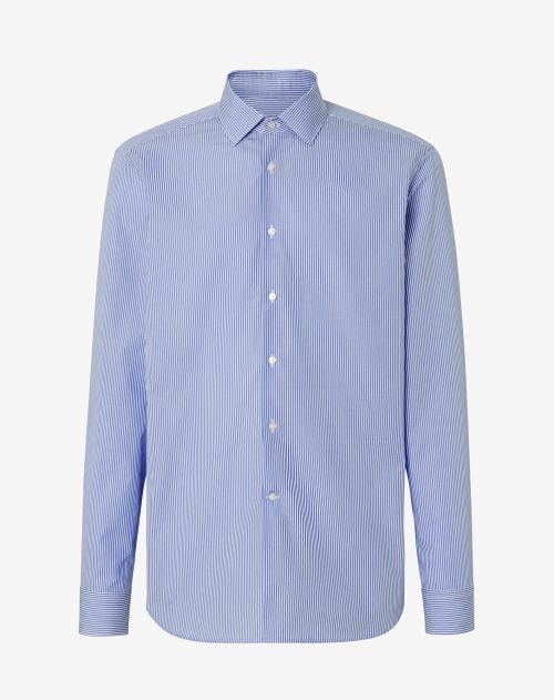 Camicia in cotone popeline a righe azzurre