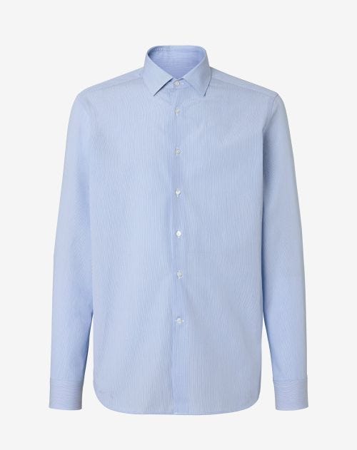 Blue micro-stripes cotton poplin shirt
