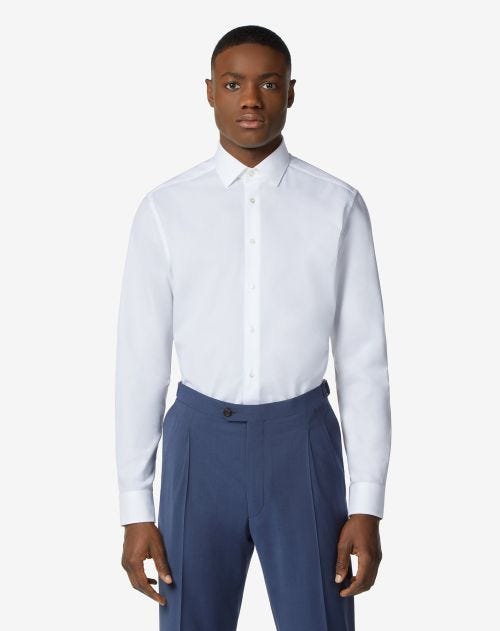 Optical white cotton poplin shirt