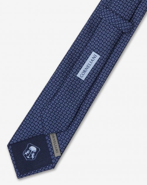 Blue silk tie with light blue pattern