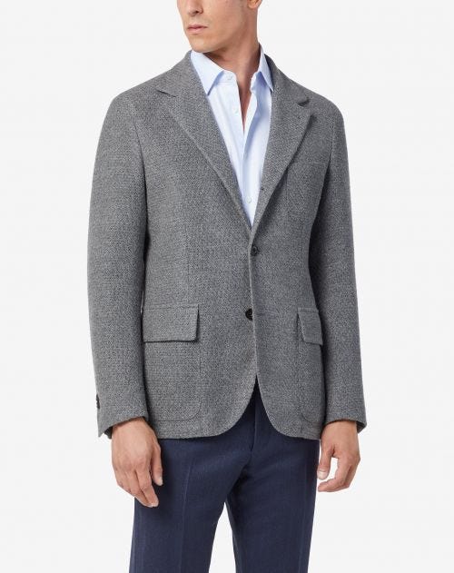 4-button cashmere tricot jacket in grey