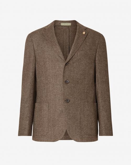 2-button natural wool jacket in beige 