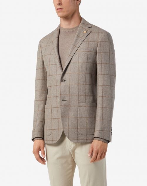 Beige wool and lyocell 2-button jacket 