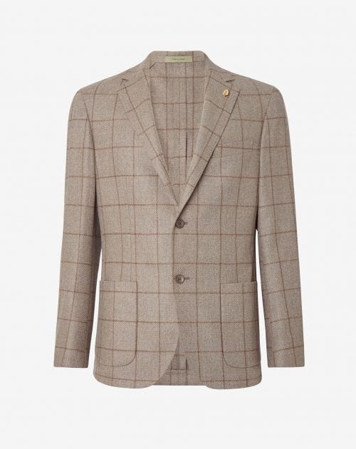 Beige wool and lyocell 2-button jacket 