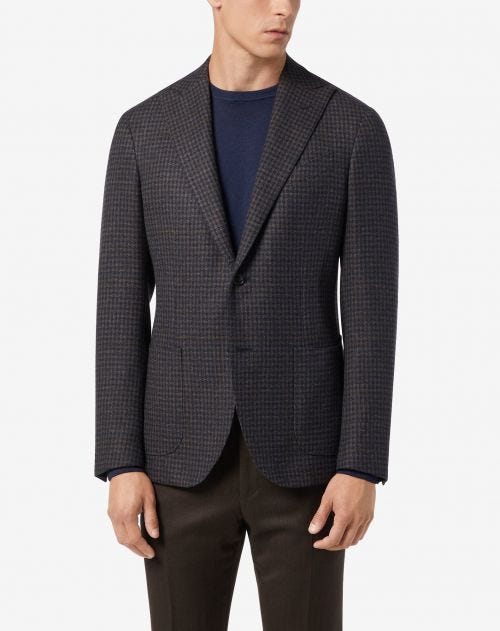 2-button wool and cashmere jacket in blue