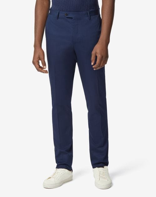 Pantaloni blu in cotone stretch