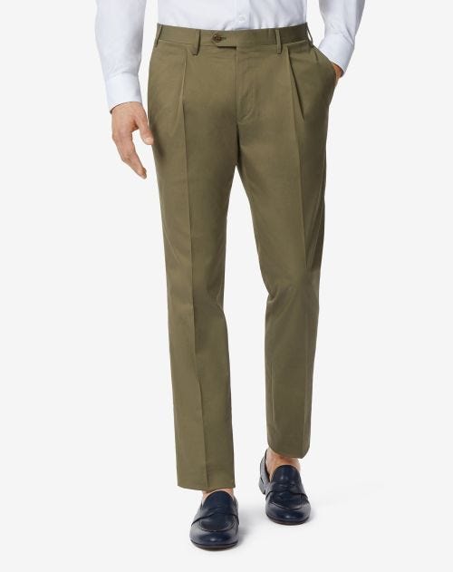 Pantaloni verde in cotone stretch 