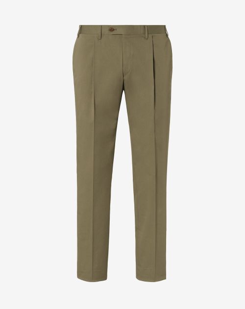 Green stretch cotton trousers