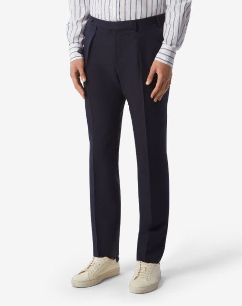 Blue wool and cotton trousers