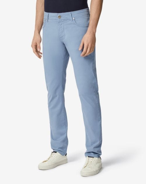 Pantalon 5 poches bleu ciel en coton stretch
