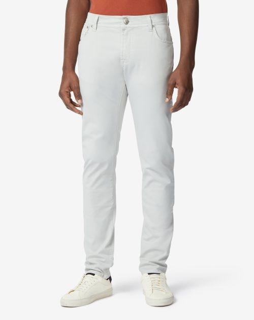 Sand stretch cotton 5-pocket trousers