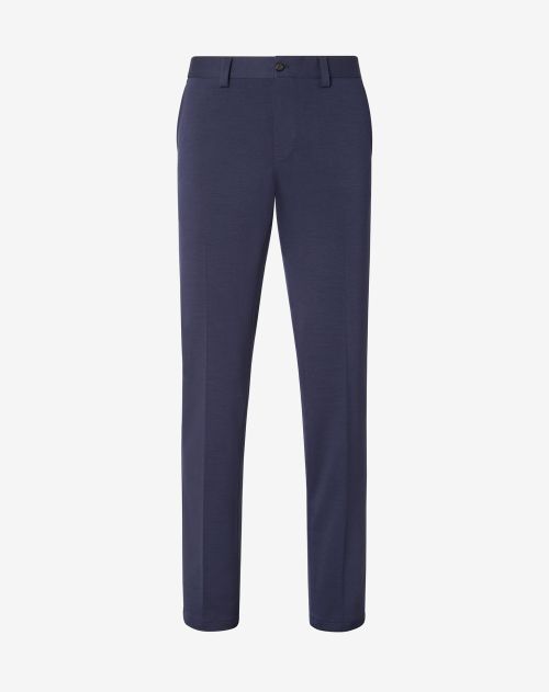 Open blue wool and cotton trousers
