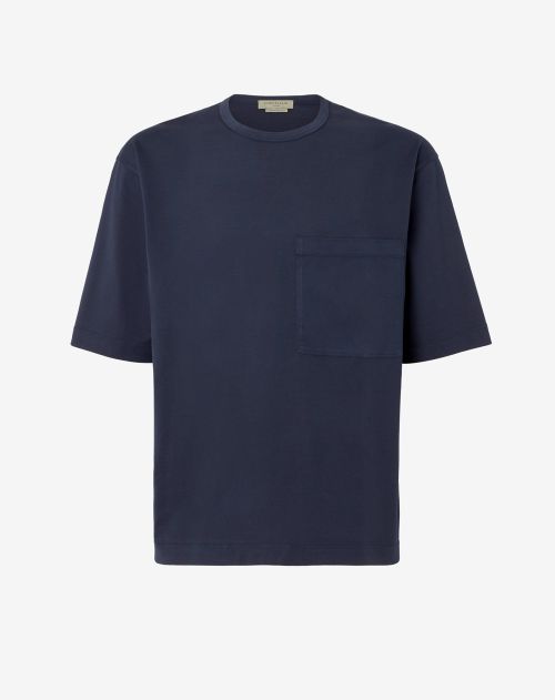 T-shirt girocollo blu in cotone biologico