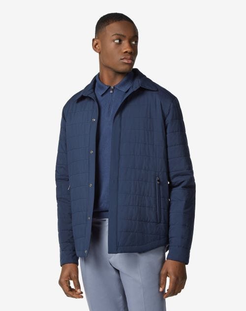 Blue water-repellent padded jacket