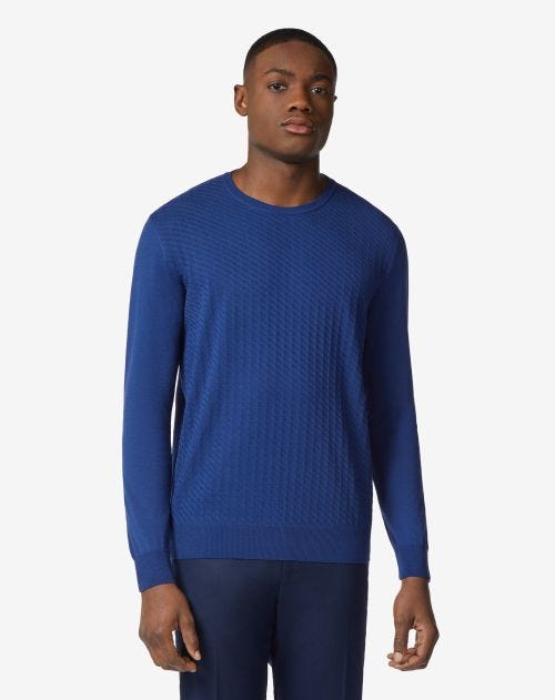 Blue Cina Pima cotton crewneck sweater