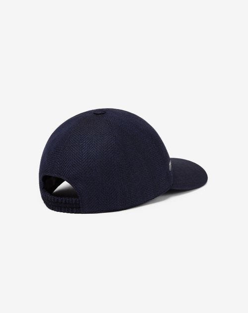 Navy blue wool and silk baseball hat
