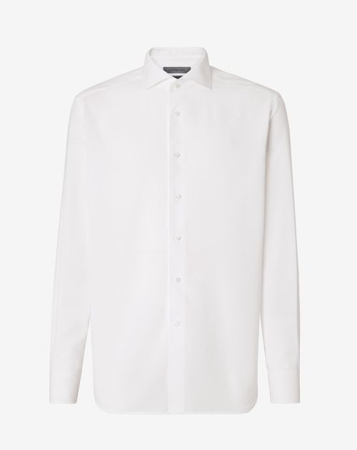 Chemise blanche pied-de-poule en coton