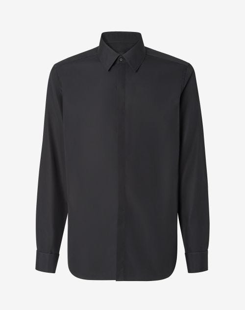 Black cotton poplin evening shirt