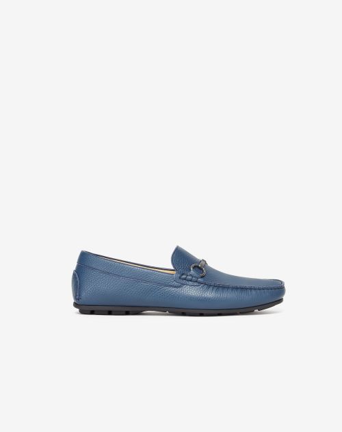 Sky blue deerskin print driver shoes