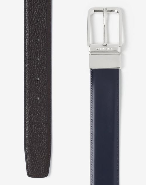 Navy blue elk print leather belt