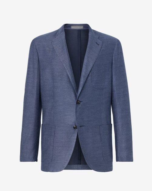 Blue two-button modal and cashmere jacket
